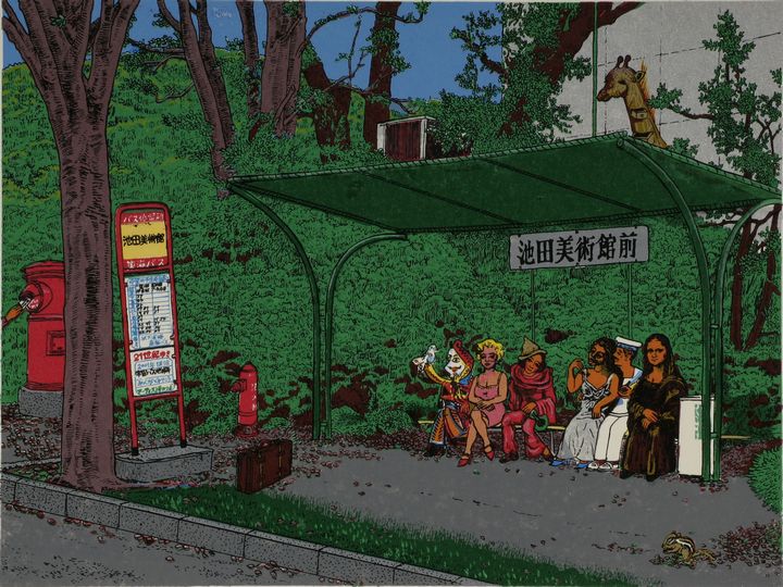『第20回　斎藤吾朗アトリエ展』11日目　版画（シルクスクリーン）作品「バス停の人々」とそのグッズについて